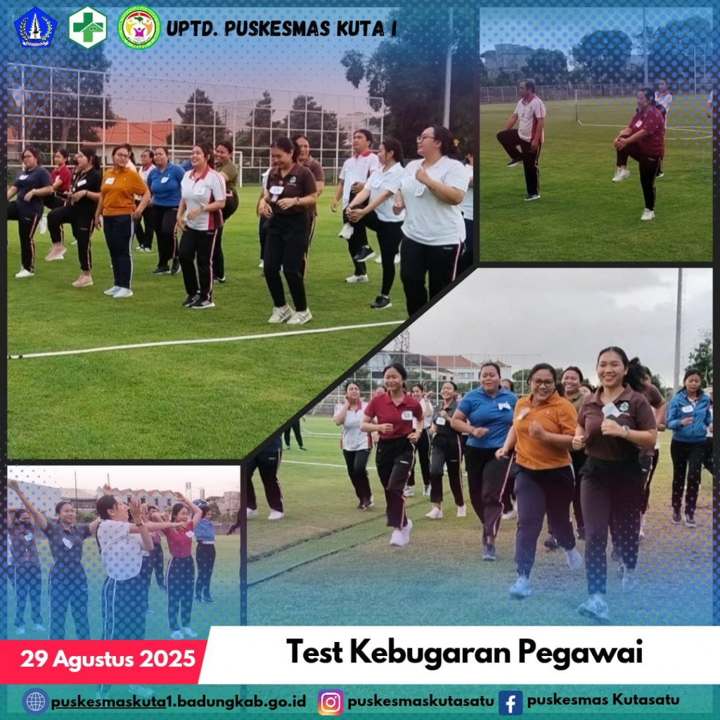 UPTD Puskesmas Kuta I Laksanakan Tes Kebugaran Pegawai di Lapangan Samudra